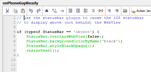 onPhoneGapReady event, set the status bar properties